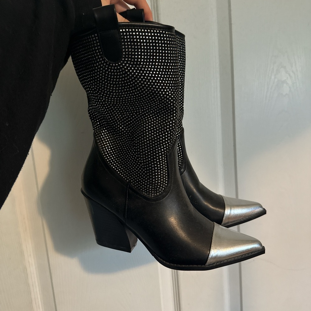 Stylish Black and Silver Women's Boots